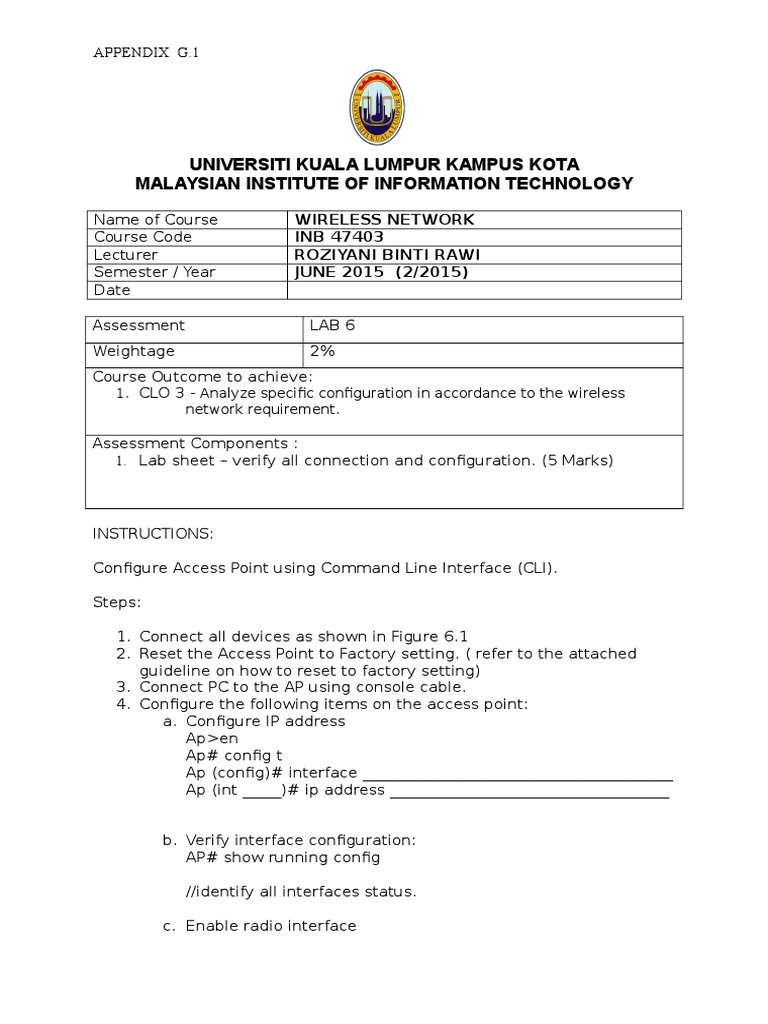 Wireless Network Lab Configuration Guide | PDF