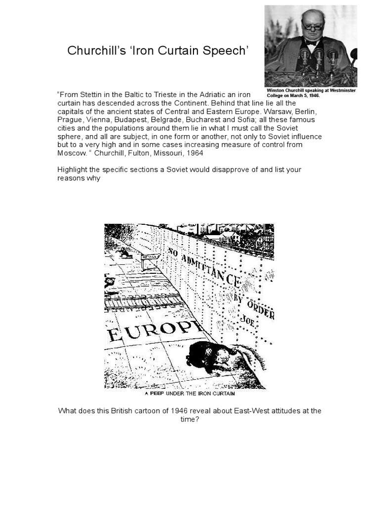 Iron Curtain Churchill S Speech With Tasks