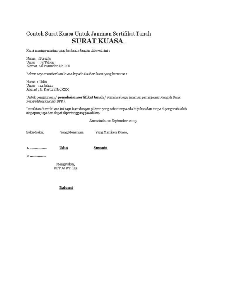 Contoh Surat Kuasa Tanah Doc - 297 Contoh Surat Kuasa Download Doc Cara Membuat : Jika anda tidak memiliki kesempatan untuk merawat dan.