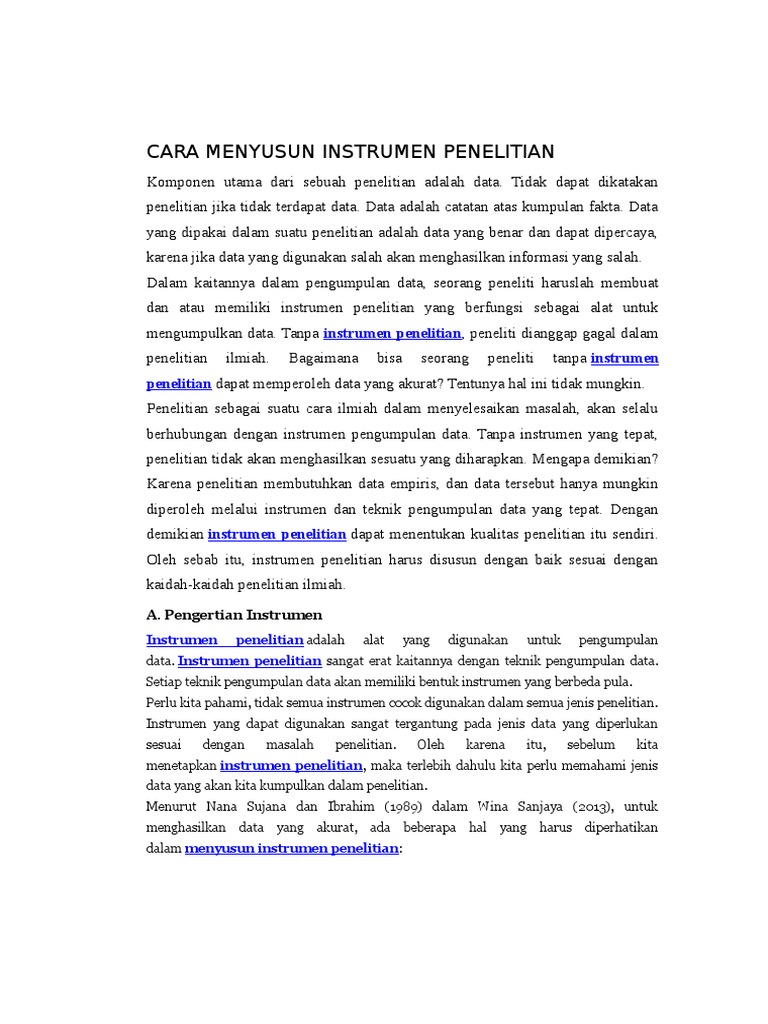 Cara Menyusun Instrumen Penelitian | PDF