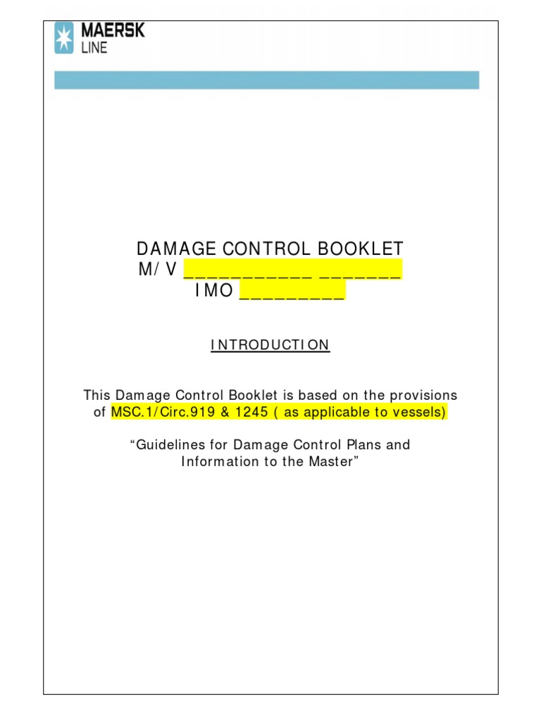 Damage Control Booklet for M/V | PDF | Ships | Water Transport