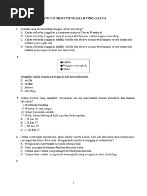 Soalan Objektif Sejarah Tingkatan 4 Kssm 2020