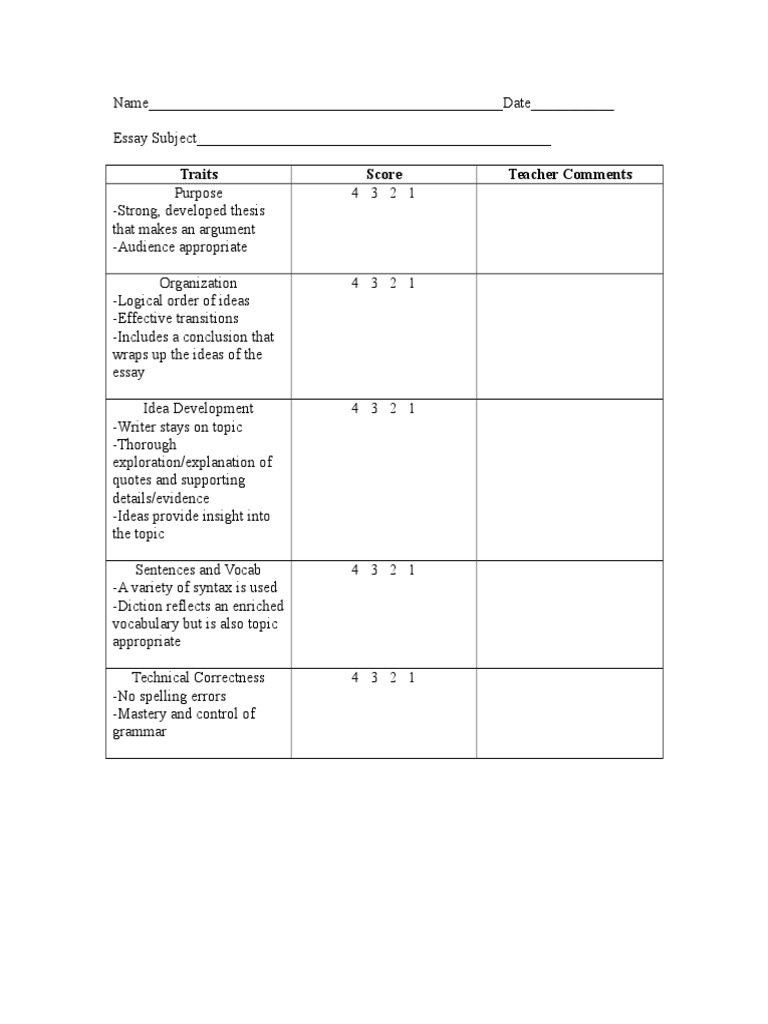 Writing Rubric Simple | PDF | Career & Growth | Computers