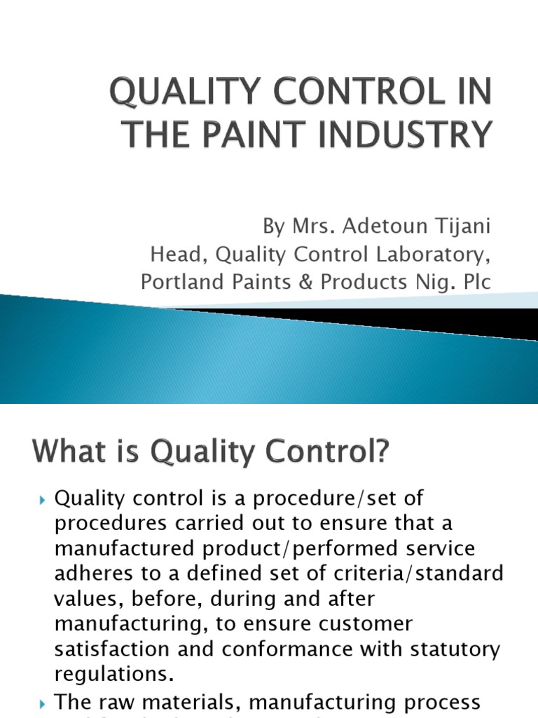 Quality Control in Paint Manufacturing | PDF | Paint | Epoxy