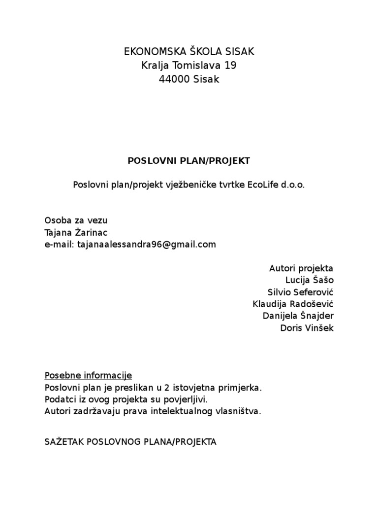 Poslovni Plan | PDF