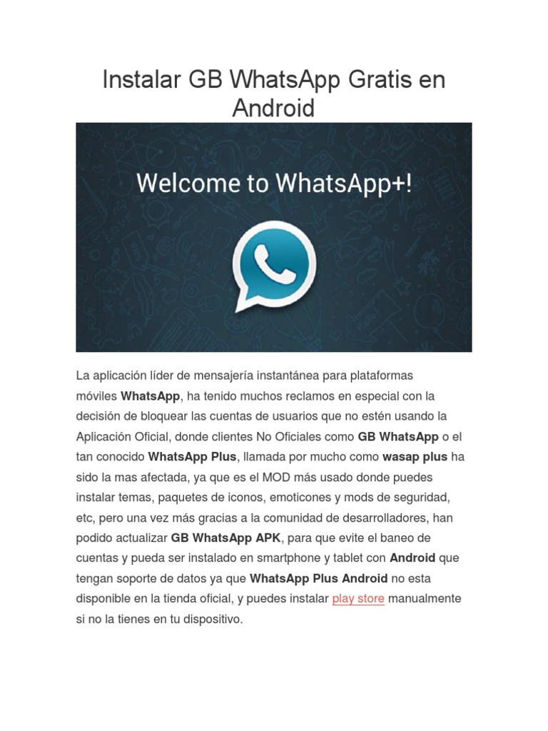 Instala GB WhatsApp en Android PDF Cuál es la aplicación