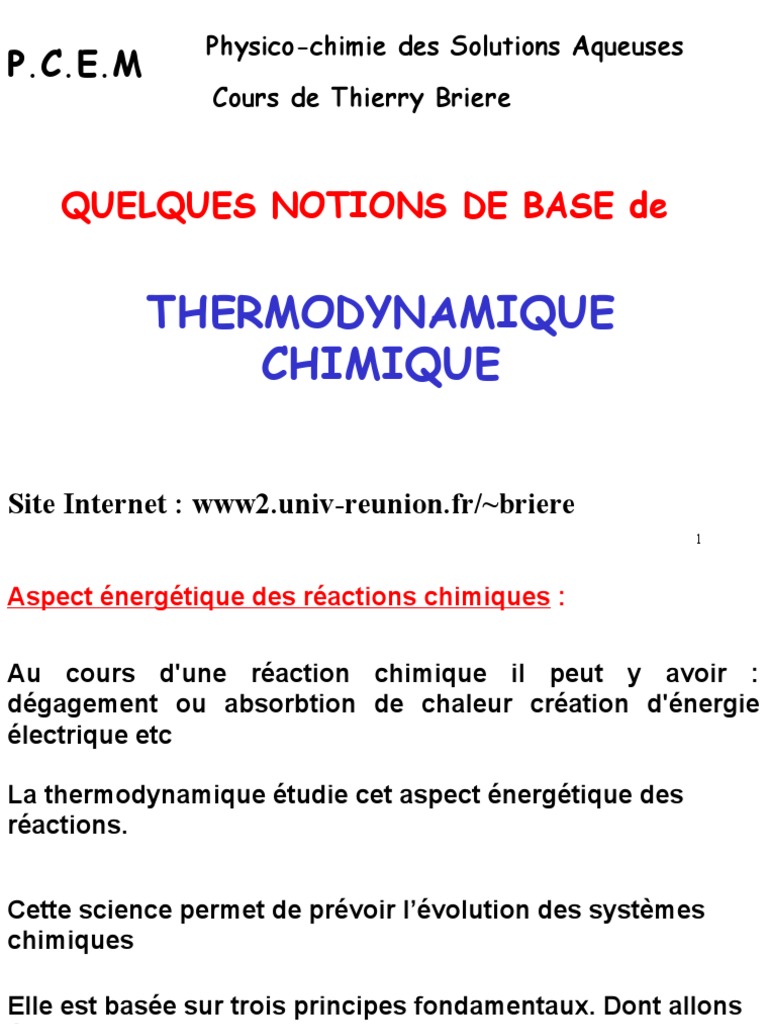 Premier principe de la thermodynamique | PDF | Enthalpie libre | Mécanique