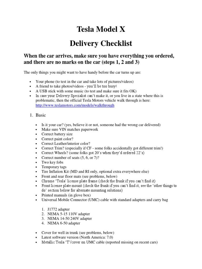 Tesla Model X Checklist I Phone Tesla Model S