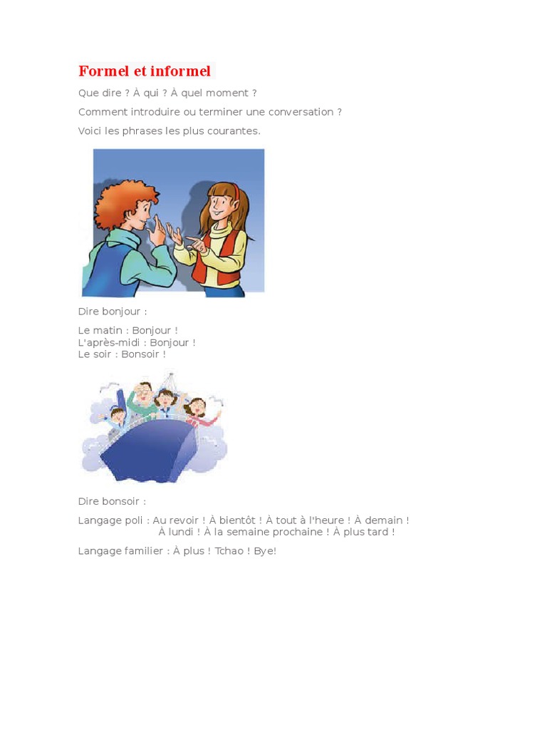 Formes de langage : formel vs informel | PDF | Repas | Restaurants