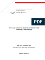 Manual de estimación de costos en proyectos de carreteras de terracería
