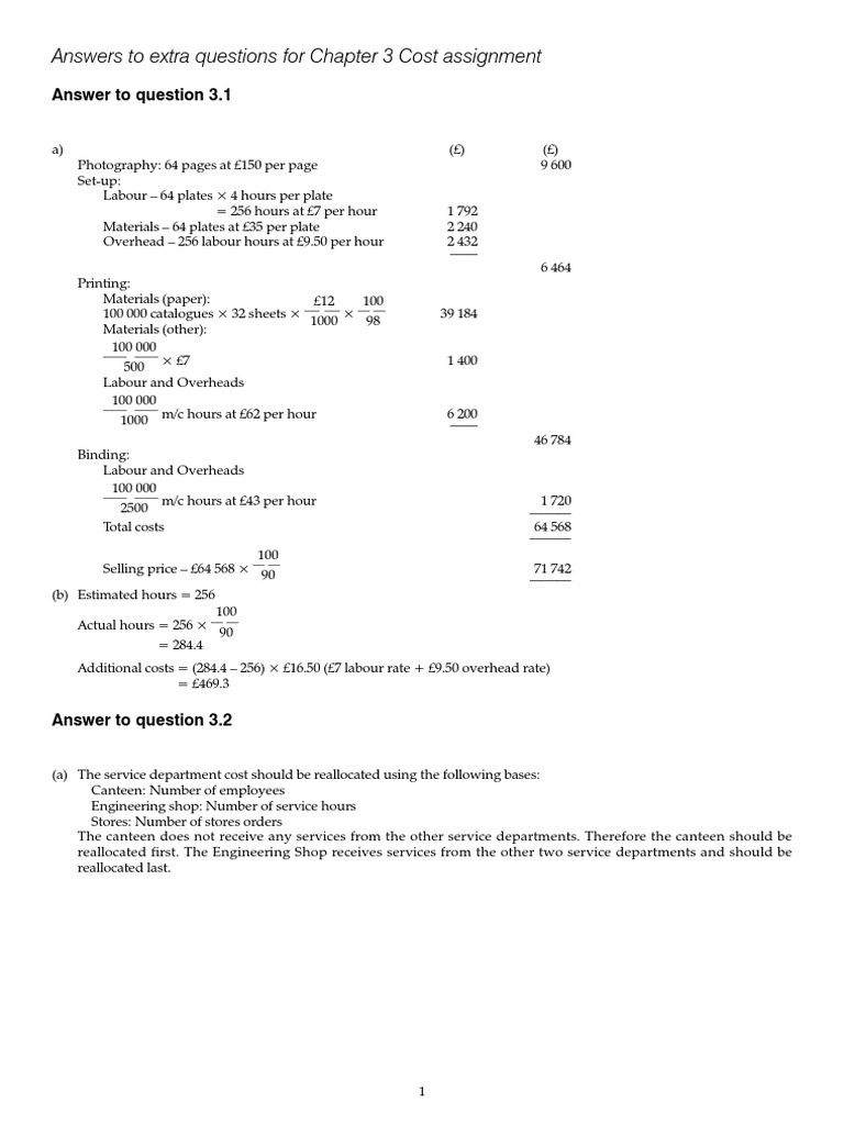 Answers Toa Extra Questions Management An | PDF | Management Accounting ...