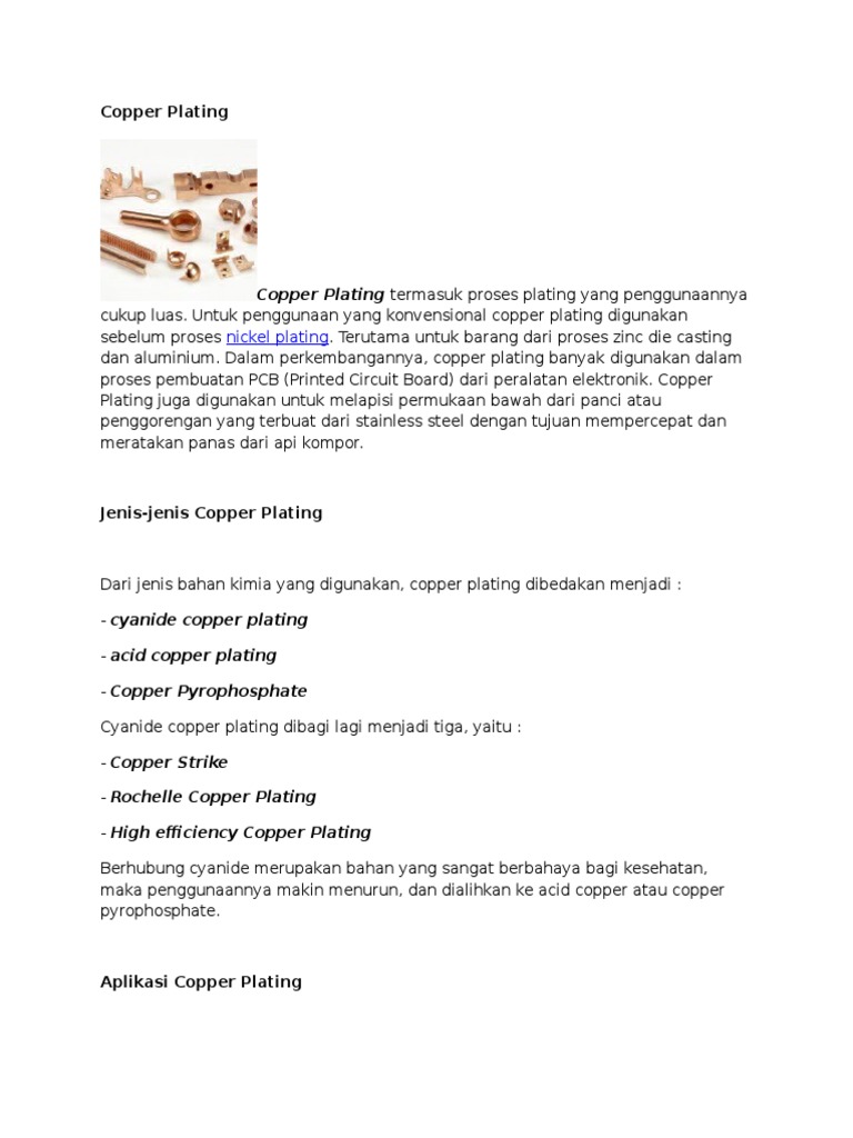 Copper Plating | PDF | Teknologi & Rekayasa