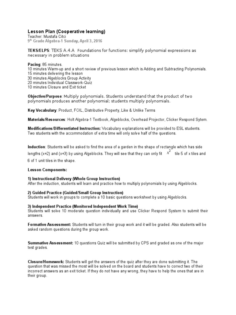 Lesson Plan Mustafa Citci 3 | PDF | Language Arts & Discipline