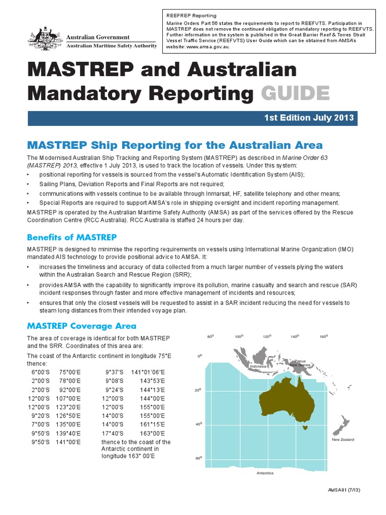 Aus Reporting MASTREP | PDF | Search And Rescue | Dangerous Goods