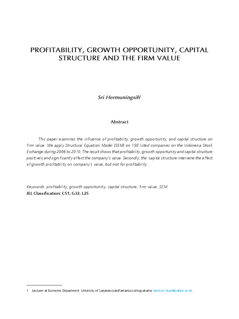 Impact of Profitability on Firm Value | PDF | Capital Structure ...