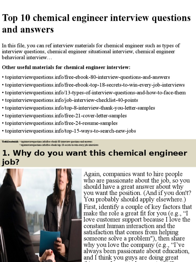 Top 10 Chemical Engineer Interview Questions and Answers PDF