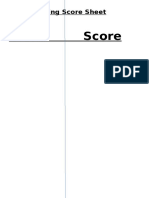 Table Bowling Score Sheet