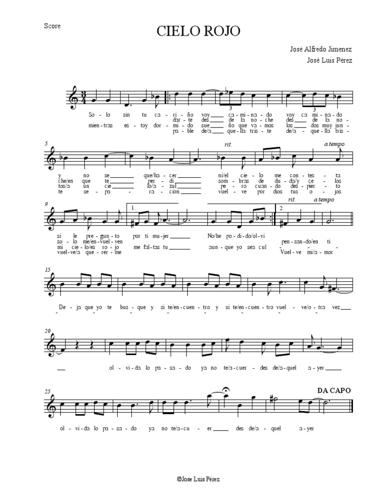 Cielo Rojo (Transcripcion)