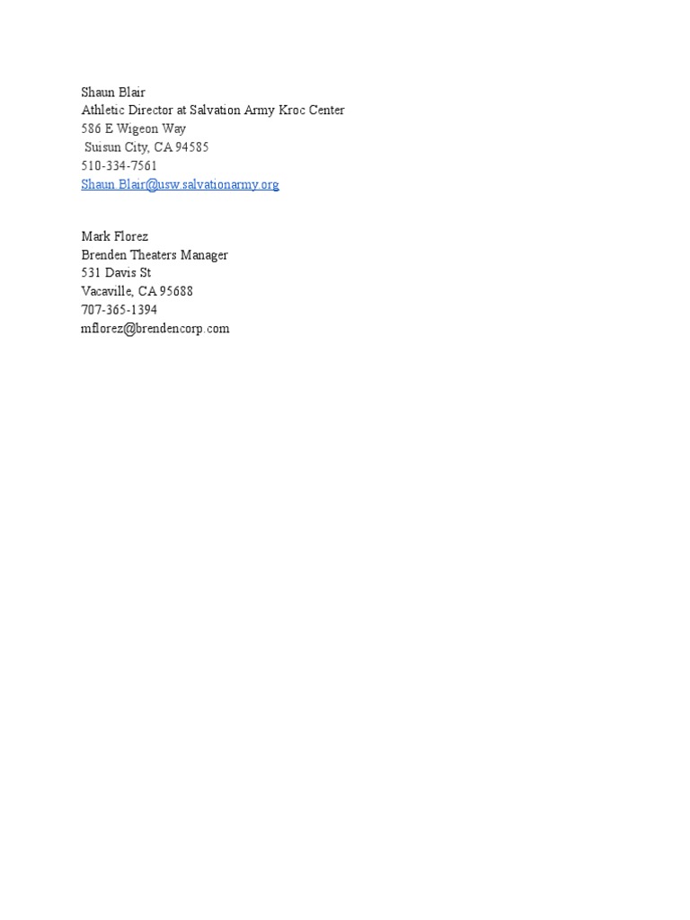 Contact Information for Local Directors | PDF