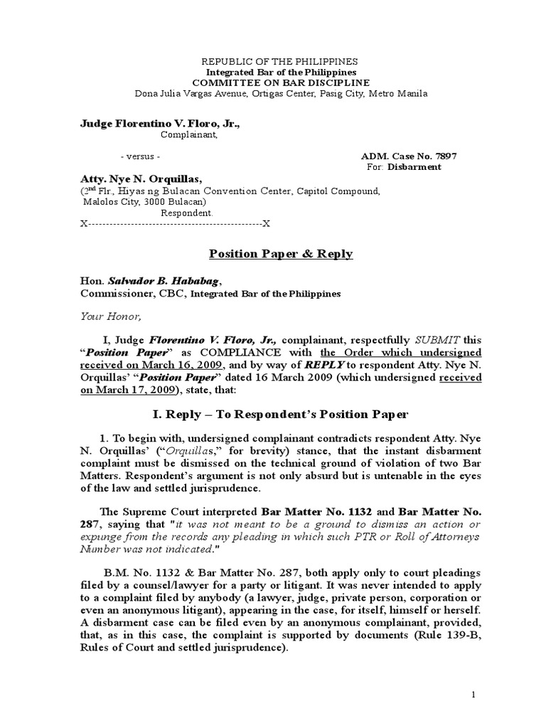 ADM Case No 7897 Position Paper | PDF | Politics | Social Science