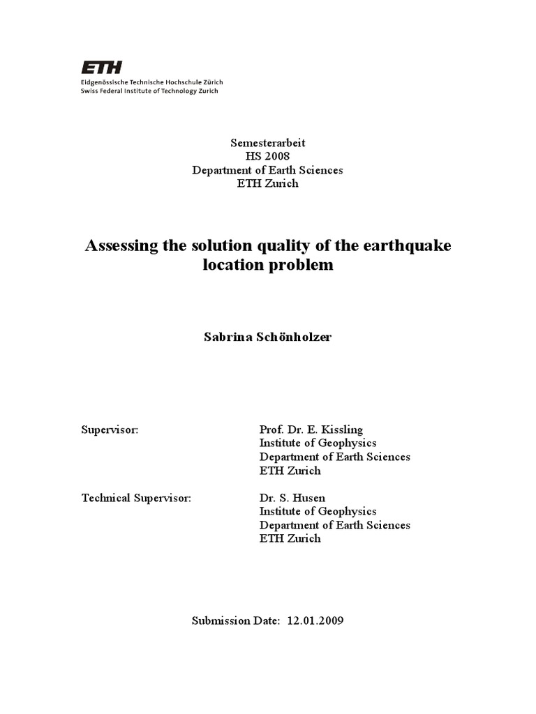 Earthquake Location Quality Assessment | PDF | Earthquakes | Inverse ...