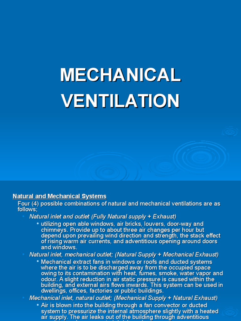 Mechanical Ventilation Systems Guide | PDF | Mechanical Fan ...