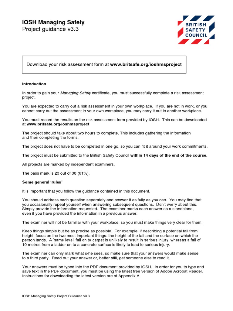 IOSH MS Project Guidance v3.3 | PDF | Risk | Portable Document Format