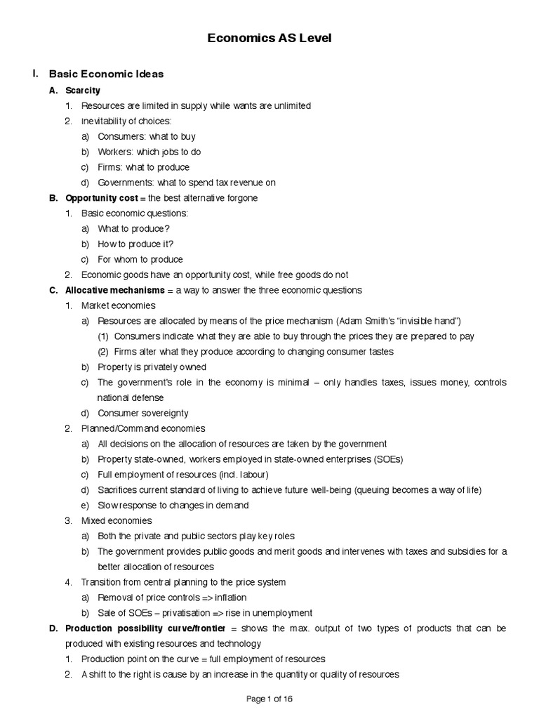 AS Level Economics Revision Notes | PDF | Inflation | Demand