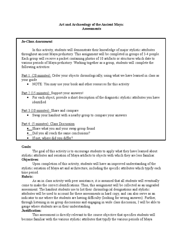 Maya Art and Arch Assess | PDF | Educational Assessment | Psychological ...