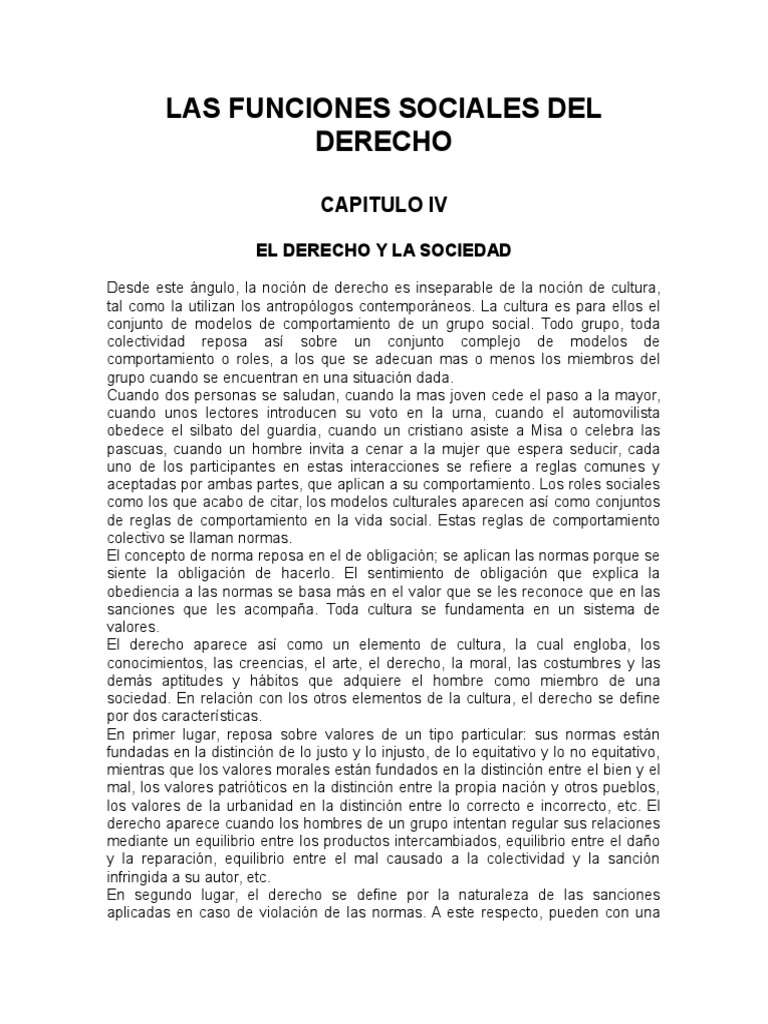 Las Funciones Sociales Del Derecho PDF Constitución Sociedad