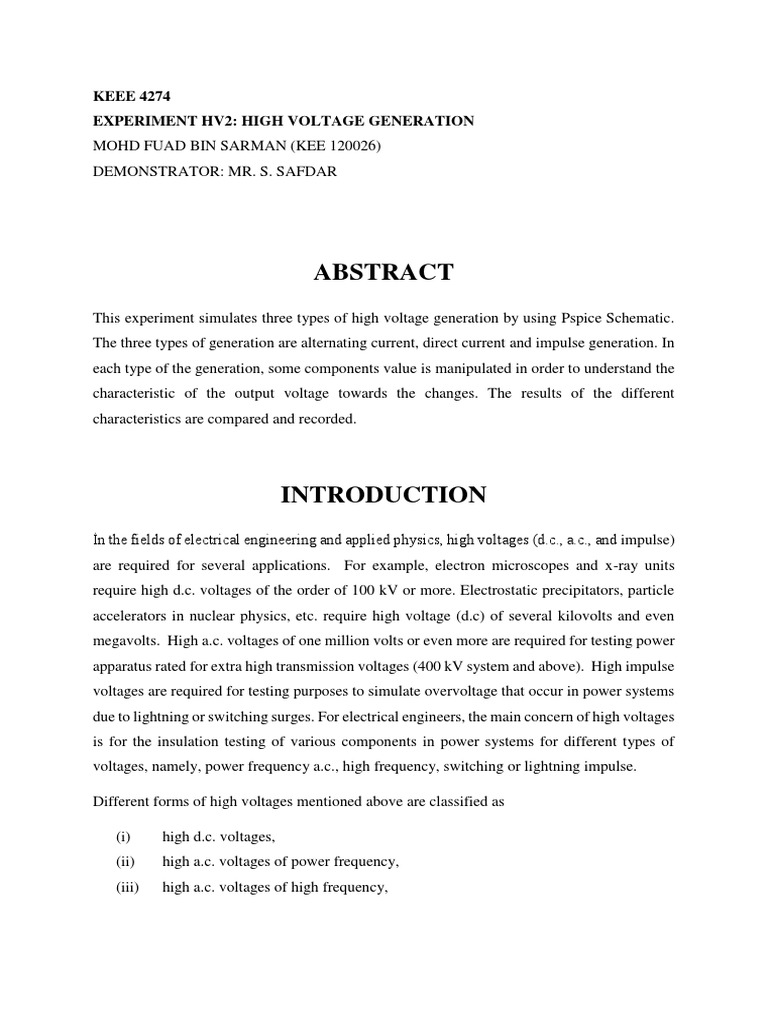 High Voltage Generation Simulation Techniques | PDF | Capacitor ...