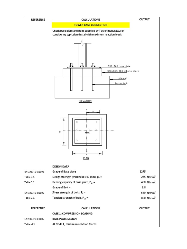 Eurocode Base Plate and Bolt Design | PDF | Screw | Ultimate Tensile ...