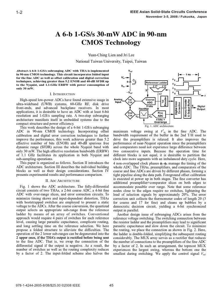 A 6b 1GS/s 30mW ADC in 90nm CMOS Technology YuanChing Lien and