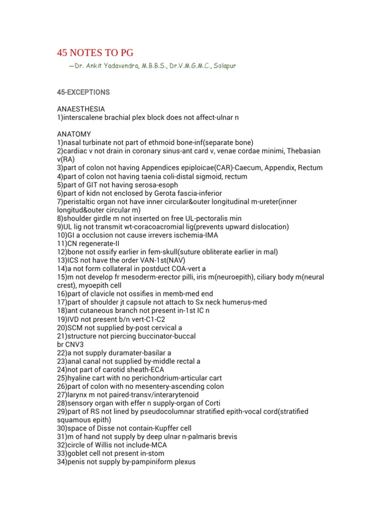 45 Notes To PG: 45-Exceptions | PDF