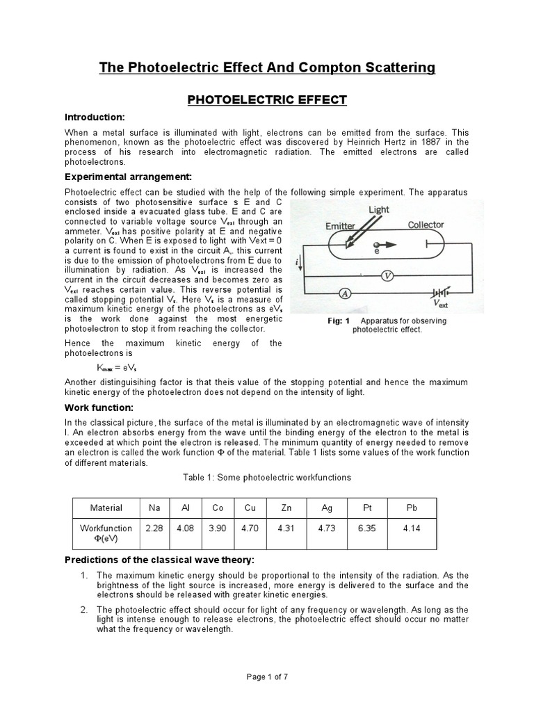 Photoelectric vs Compton Effect Explained | PDF | Photoelectric Effect ...