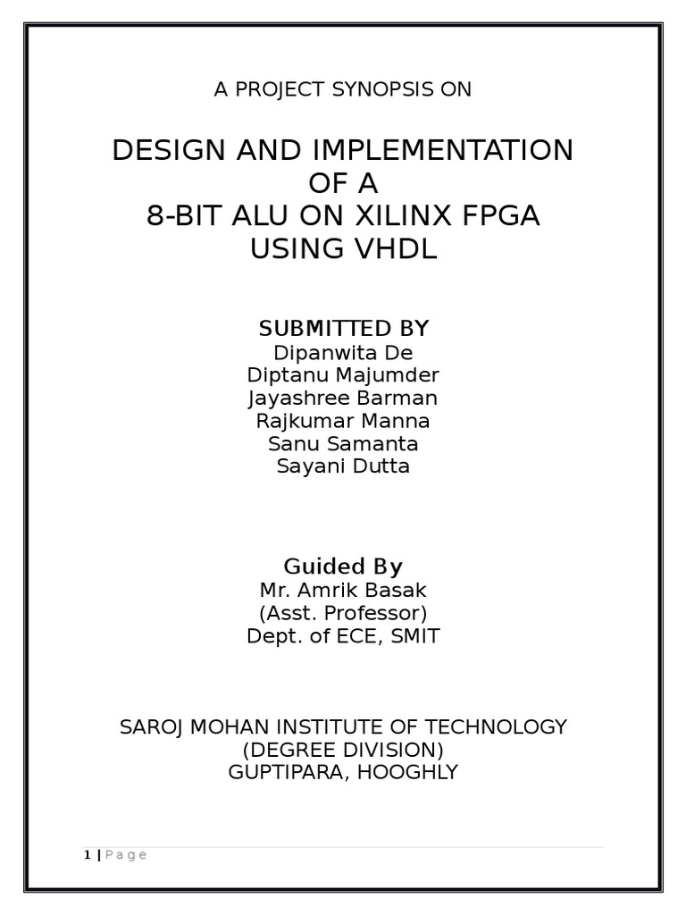 8-Bit ALU Design on Xilinx FPGA | PDF | Field Programmable Gate Array ...