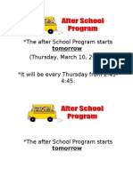 The After School Program Starts (Thursday, March 10, 2016) - It Will Be Every Thursday From 2:45-4:45