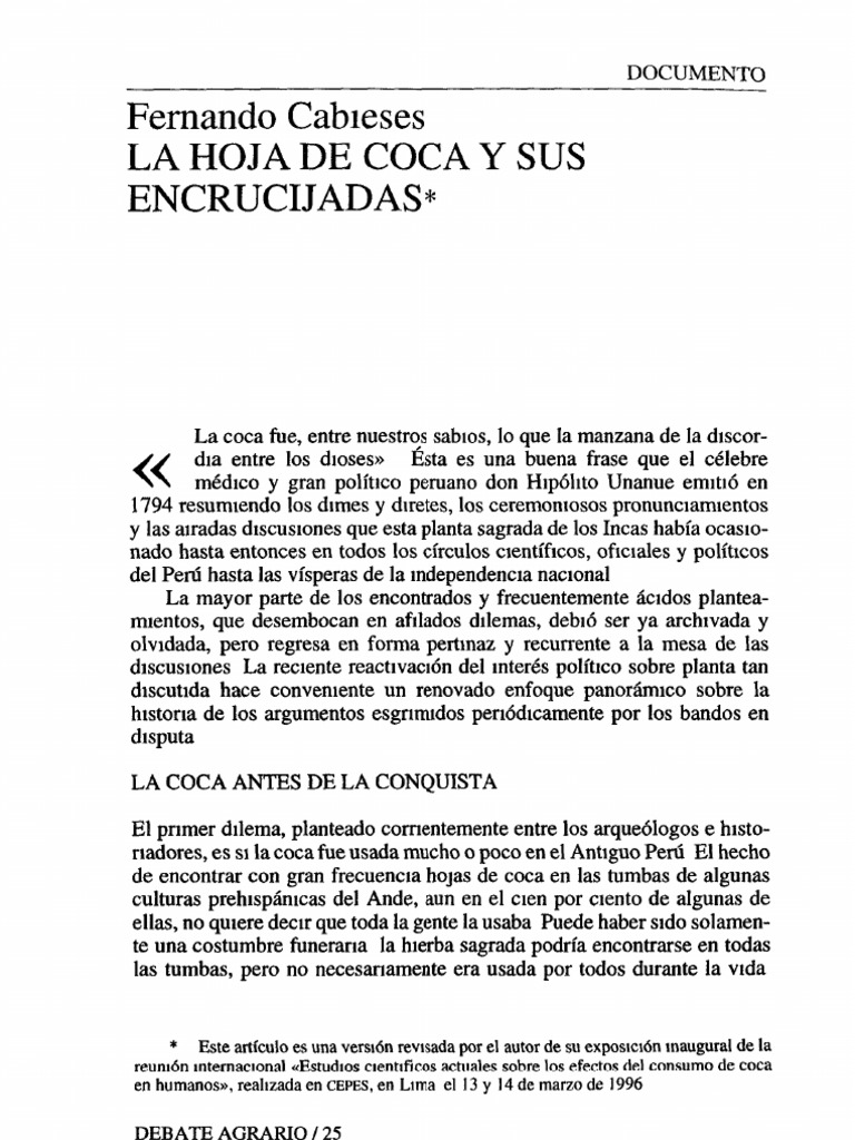 La Hoja de Coca y Sus Encrucijadas PDF