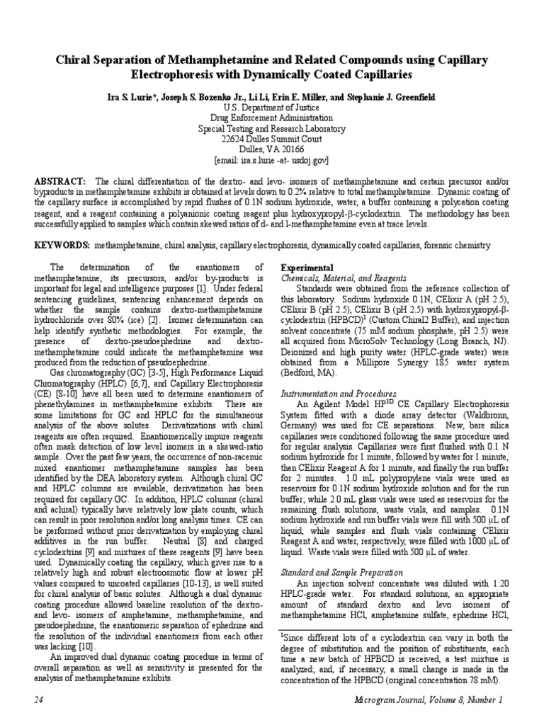 Chiral Separation of Methamphetamine and Related Compounds | PDF | Gas ...