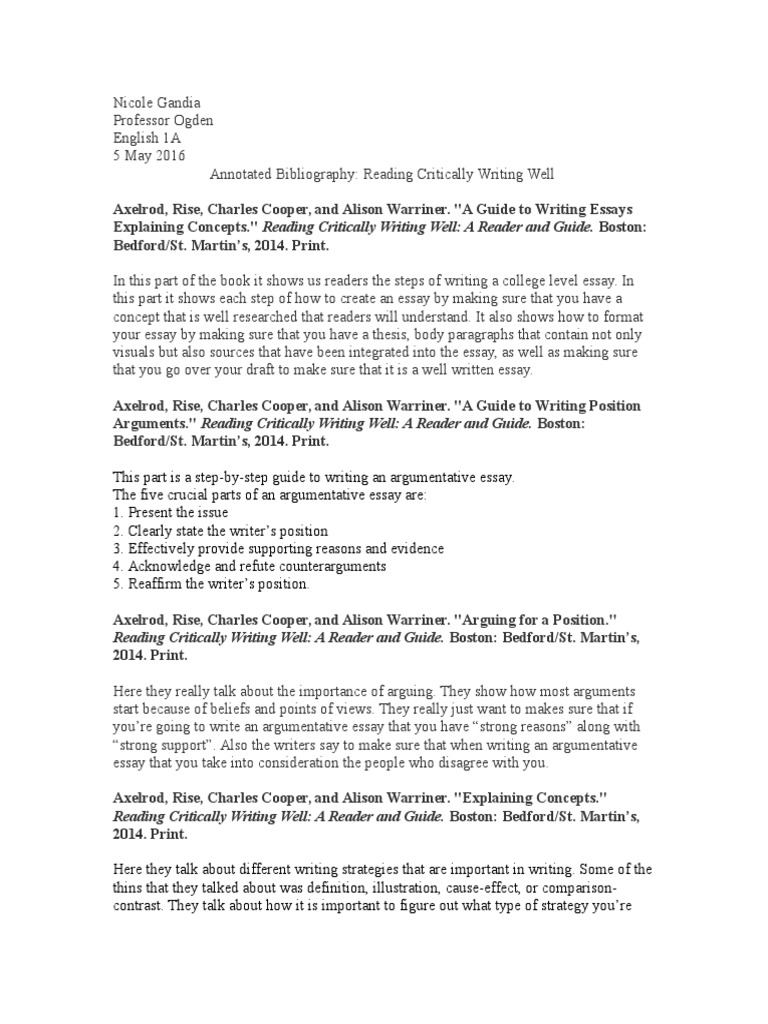 Critical reading examples essay image