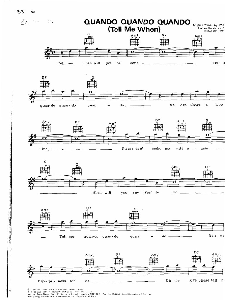Quando quando quando Music Sheet