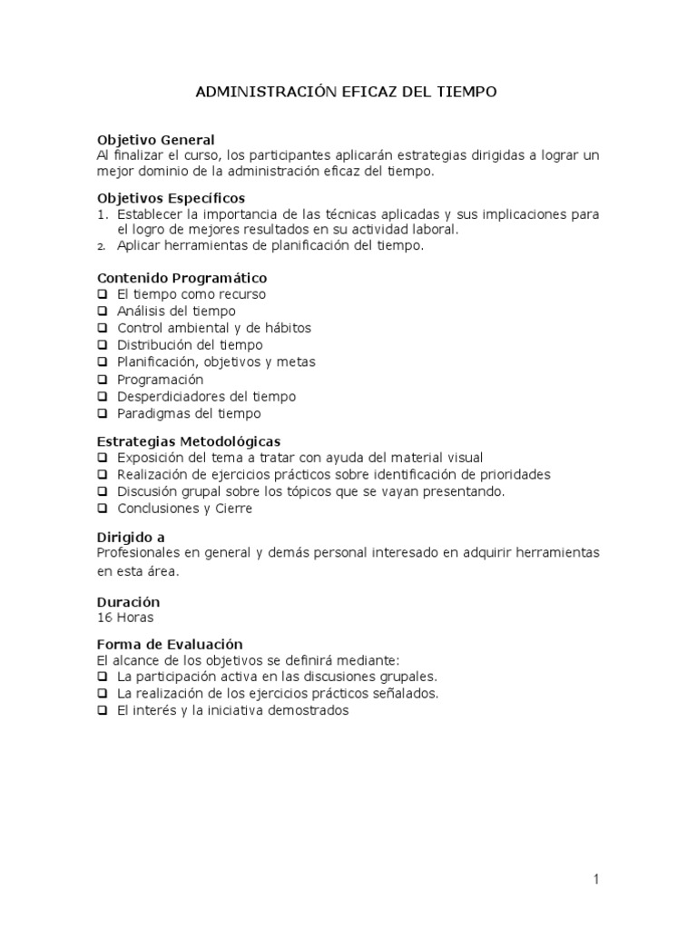 Estrategias para la Gestión del Tiempo | PDF | Planificación | Toma de ...