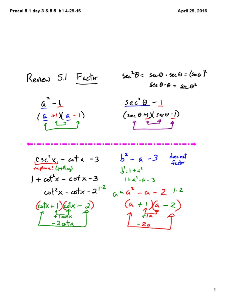 Precalculus 5.1 & 5.5 Overview | PDF