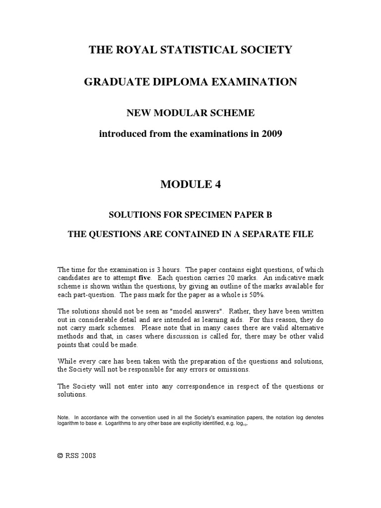 Rss Grad Diploma Module4 Solutions Specimen B PDF | PDF | Errors And ...