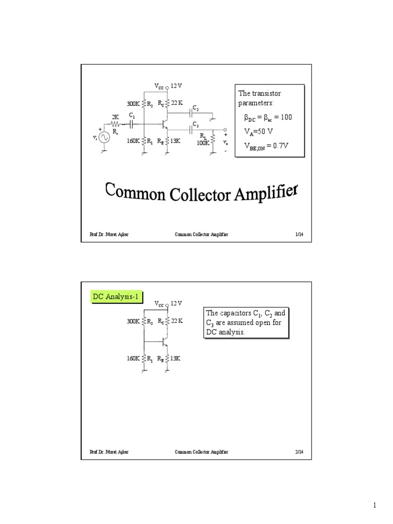 Common Collector Amplifier Analysis | PDF | Amplifier | Electronic ...
