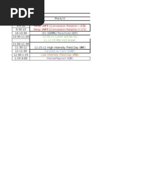 field day schedule
