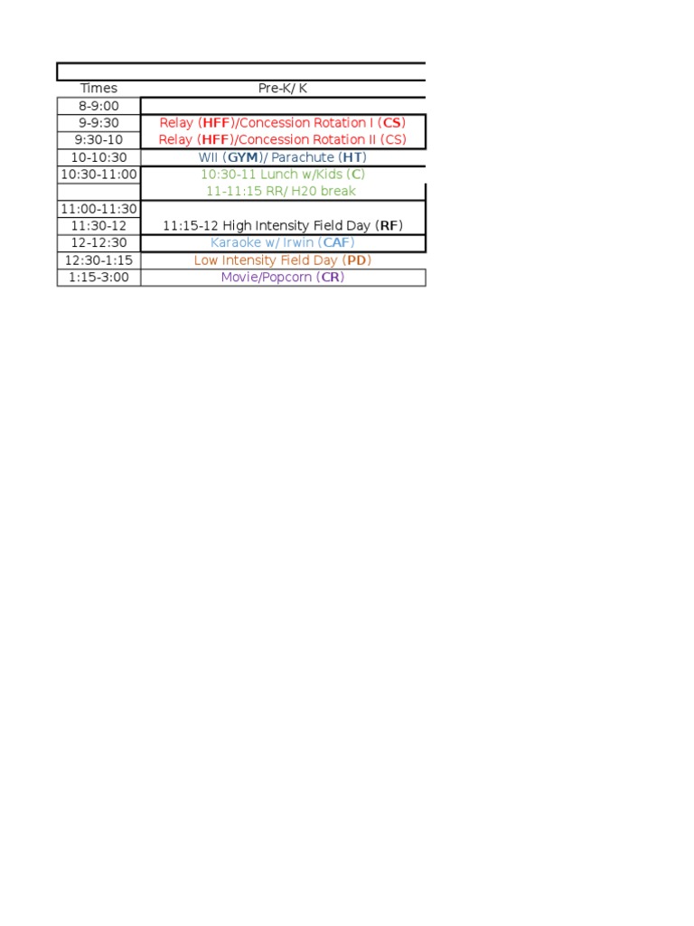 Field Day Schedule | PDF