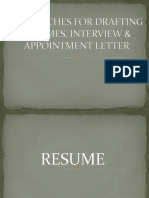 Approches For Drafting Resumes, Interview & Appointment Letter