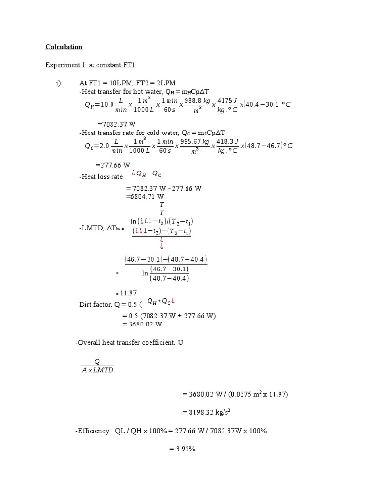 Q L Min X X X M X Kg C X 40 4 30 1 C Calculation Physics Chemical Product Engineering