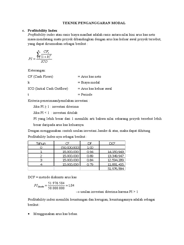 Teknik Penganggaran Modal